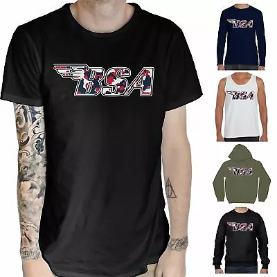 BSA Camouflage Logo T Shirt - British Motorcycles Biker Cafe Racer Motorbike • £12.95