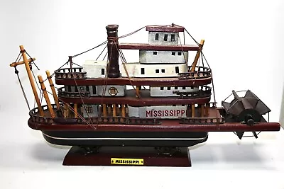 Vintage Wooden Riverboat Model - Hand Painted Mississippi Paddle Steam Boat • $50