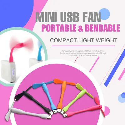 Bendable And Flexible Mini USB Fan Portable Flexible Cooling For Power Bank Comp • $5.99