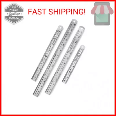 Mr. Pen Steel Rulers 6 8 12 14 Inch Metal Rulers Pack Of 4 • $10.75