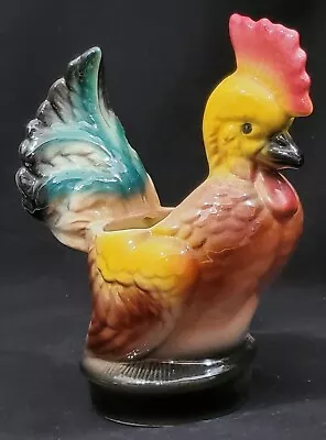 Vintage SMALL ROOSTER CHICKEN PLANTER Plant Flower Pot Crazed Mid Century Rustic • $24