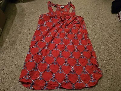 Mud Pie Red White Dress Grey Anchor Sailing Large Sleeveless Used Condition  • $16.75