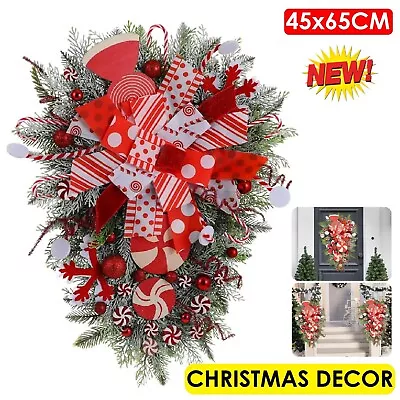 Christmas Wreath Garland Candy Cane Ornament Xmas Hanging Door Wall Home Decor • $79.99