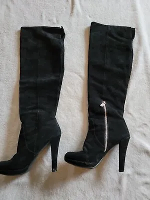 Michael Kors Womens Boots OTK Over The Knee Black Suede Stiletto Sz 7.    C12 • $28