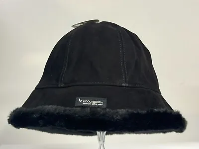 Koolaburra  UGG Black Water Resistant Suede & Faux Fur Bucket Hat NEW S/M 18868 • $59.99