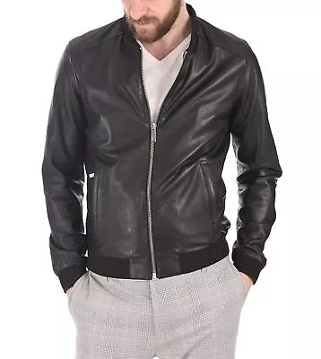 New Leather Jacket Mens Biker Motorcycle Real Leather Coat Slim Fit #552 • $118