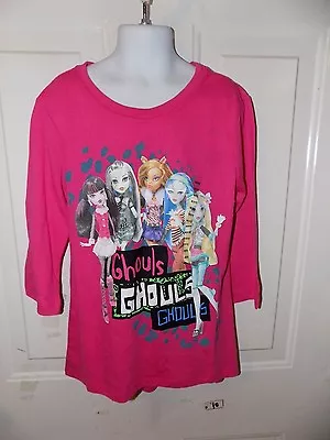 Monster High Pink Long Sleeve Ghouls Ghouls Ghouls Shirt Size 10/12 Girls NEW • $18.75
