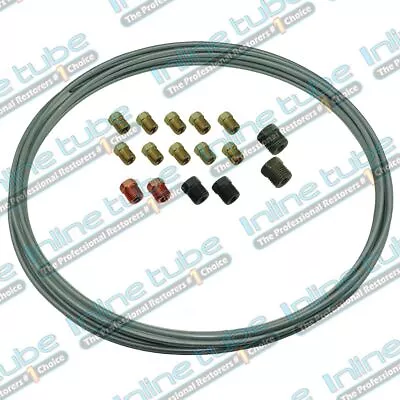 3/16 Oem Zinc Steel Brake Line Tubing Kit Coil Roll And Sae Tube Nut Fittings • $15.29