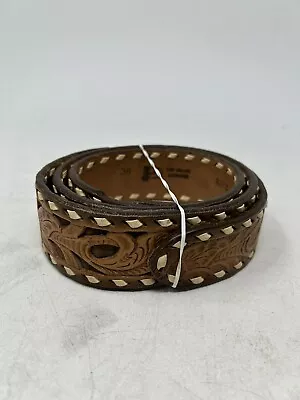 Vintage Justin Leather Top Grain Cowhide Tooled Buckstitched Belt Size 38 • $14.99