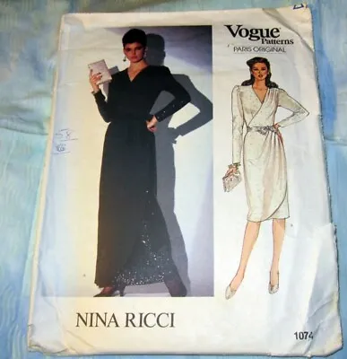 Vogue Paris Original Nina Ricci Pattern 1074 ~ Misses Dress ~ Size 10 *uncut • $14.85