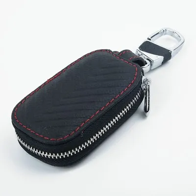 1pc Black  Smart Key Holder Cover Car Key Chain Bag Leather Remote Fob Case • $16.87