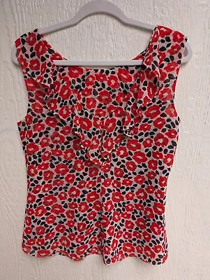 Cabi #5356 Flipside Floral Sleeveless Ruffle Blouse Top Women's Size Small  • $16.50