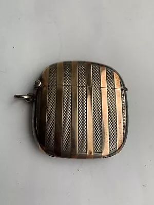 Antique George V Silver & Rose Gold Striped Vesta Case. Sampson Mordan & Co 1916 • $375