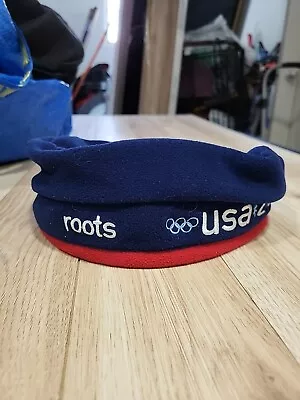 Vintage Roots Official 2002 Winter Olympics Team USA Beanie Beret Fleece Hat Cap • $7.77