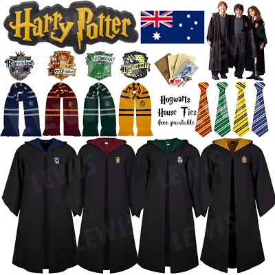 $9.32 • Buy AU Harry Potter Gryffindor Ravenclaw Slytherin Robe Cloak Tie Costume Wand Scarf