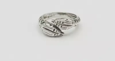 Vintage Sterling Silver Double Snake Open Wrap Serpent Animal Ring Sz 6.5 • $45