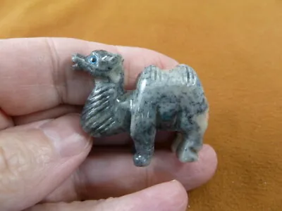 Y-CAM-29 Gray CAMEL Camels Desert SOAPSTONE FIGURINE Gemstone Carving Dromedary • £8.54