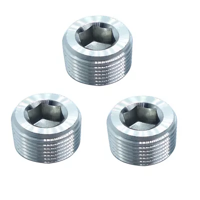 3PCS 1/2  Male NPT Counter Sunk Socket Plug Stainless 304 Barstock Pipe Fitting • $12.99