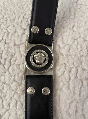 Versace Men's Leather Medusa Buckle Belt - Size 38in 95cm - Black • $285