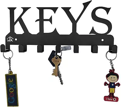 Keys Black Metal Wall Mounted Key Holder 9.84 X 0.98 X 4.33 Inch For Living Room • $13.32