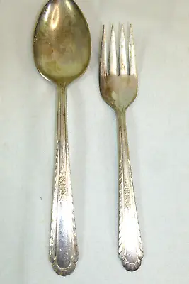 H & T Mfg Co WENTWORTH Pattern Tablespoon And  Salad Fork Very Worn Antique • $2.25