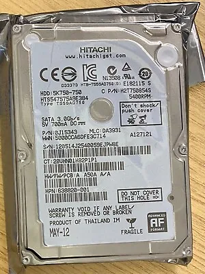 Hitachi 750GB 5K750-750 HTS547575A9E384 0J15343 Laptop 2.5  SATA HDD • £29.87