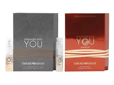 EMPORIO ARMANI STRONGER WITH YOU AMBER 1.2ml .04fl Oz COLOGNE SAMPLES TRY BOTH • $11