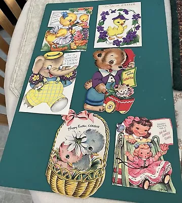 Charming Vintage Kid's Easter Cards- Lot Of 6 Duck Elephant  Bear. Used. CUTE • $13.50