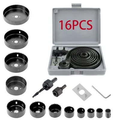 16PCS Hole Saw 19-127mm Set Tool Circular Round Drill Cutting Kit Metal Wood • £10.99