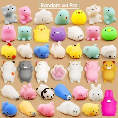 10- 50Pcs Cute Animal Squishies Kawaii Mochi Squeeze Stretch Stress Squishy Toy • £8.29