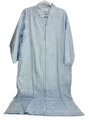 Miss Elaine Long Maxi Zip Front Robe Nightgown House Dress Blue Gown Sz M • $28.98
