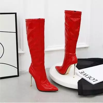 Womens Stiletto Heels Knee High Boots  Thigh Boots Side Zip Pointy Toe Shoes • $57.57