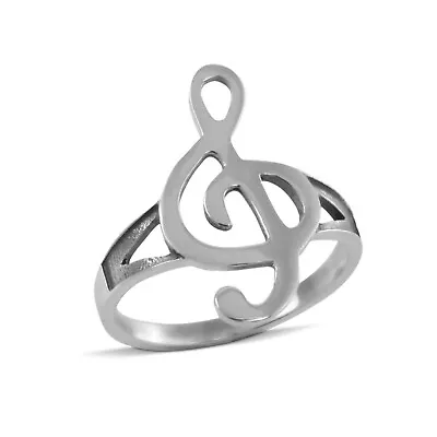 Treble Clef Ring - 925 Sterling Silver Music Note Ring Treble Clef • £20