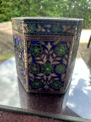 £650 • Buy Indian Solid  Silver Enamel Mughal Box Eastern Marked At Base Kashmir