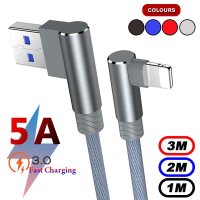 $4.86 • Buy 90° Right Angle USB Cable For IPhone 8 7 6 XS 11 12 13 14 Fast Charge Data Cord