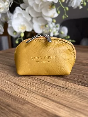 Mini Vera Pelle Mustard Yellow Leather Coin Purse/wallet • £9