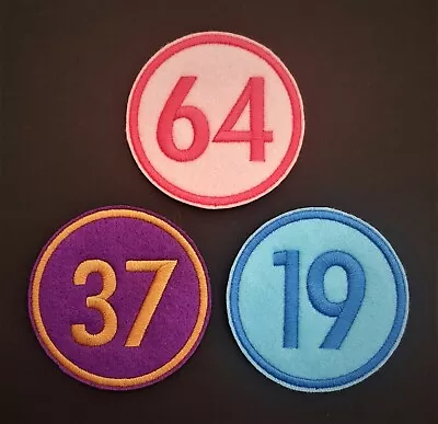 £3.80 • Buy Personalised Number Name Embroidered Patch, Badge Standard Round Iron On Sew On
