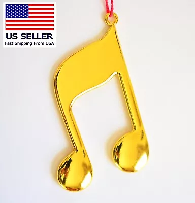 Christmas Ornament  Music Note Two Eighth Solid Metal Gold • $6.80