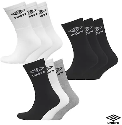 New Men's 6 Pairs Umbro Official Sport Mid Calf Sports Socks Cotton Rich 6-11 • £10.99