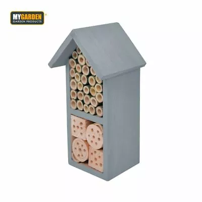 Wooden Insect Bee House Natural Wood Bug Hotel Shelter Garden Nest Box 26cm New • £9.95