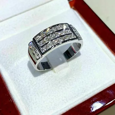 3 Ct Round Cut Simulated Diamond Men's Wedding Band Ring 14k White Gold Plated • $86.34