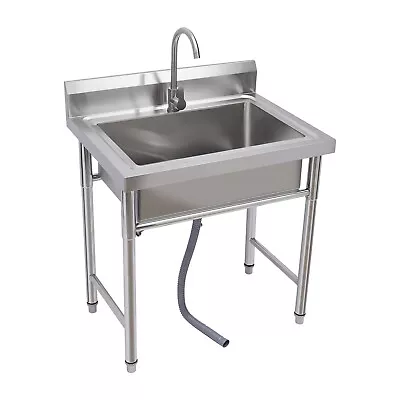 Kitchen Sink Stainless Steel Commercial 1 Compartment Utility Sink With Faucet • $219.99