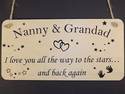  Nanny & Grandad - Love To The Stars  Wood Sign Hanging Plaque Love Present Gift • £3.65