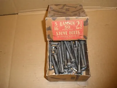 Box Of 36 Lamson 5/16-18 X 2-1/2  Stove Bolts & Square Nuts NOS 1948 Vintage USA • $24