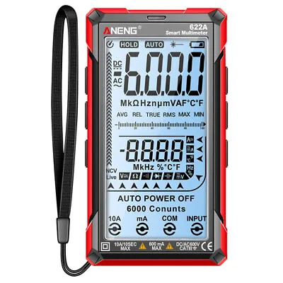 Smart LCD Digital Multimeter AC/DC Voltage Tester Resistance Meter 6000 Counts • £20.59