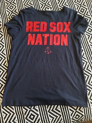 RARE VS VICTORIA SECRET PINK BOSTON RED SOX LOGO V NECK TEE MLB SHIRT Large L • $29.99