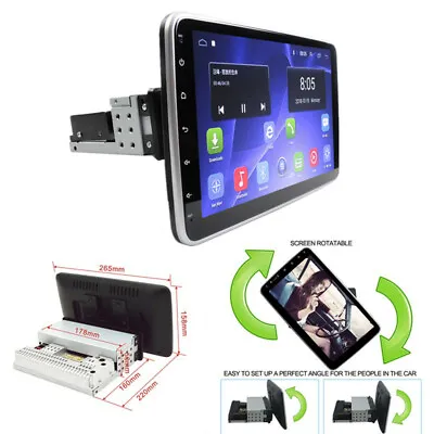 1 Din Rotation Android Car Radio Player GPS Navigation Multimedia 10.1in Display • $185.21