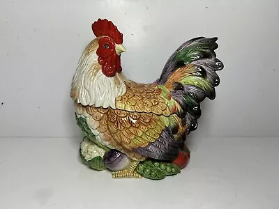 Fitz And Floyd Rooster Cookie Jar Classic Country Road Med. Size Colorful B86 • $44.90