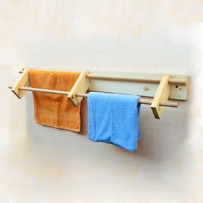 £23.19 • Buy Wooden Towel Rail Wall Mounted Towel Rack Bathroom Towels Holder 100 Cm