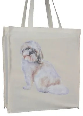£11.99 • Buy Shih Tzu Dog 'Splash' Cotton Tote Bag With Gusset & Long Handles Perfect Gift